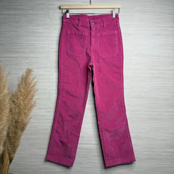 Free People corduroy pants flare high rise velvet cropped cotton 4 - Picture 2 of 8